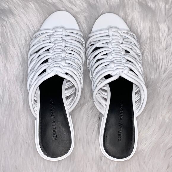 Rebecca Minkoff Calanthe Block Heel Knotted White Mules Slip-on Heels - Picture 11 of 13